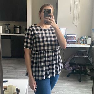 Checked peplum top